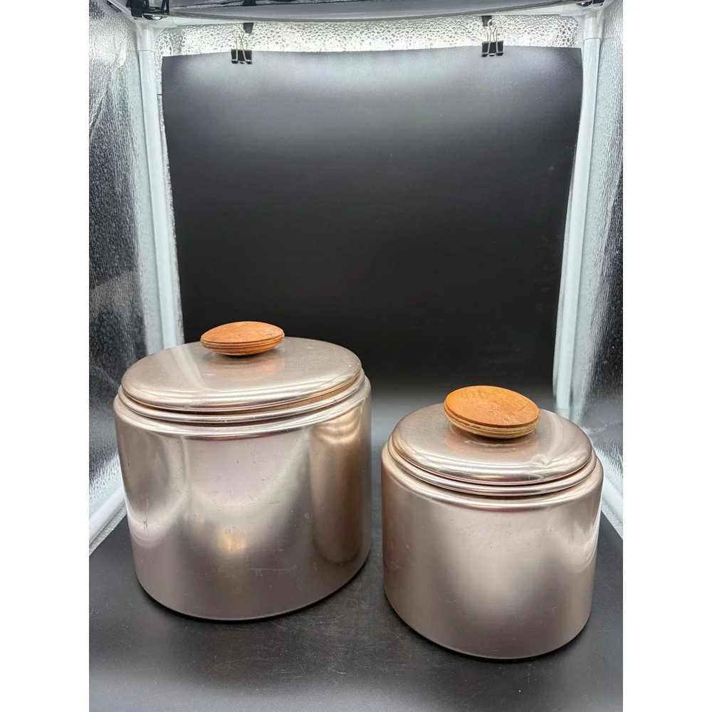 Vintage‎ MCM Mirro Rose Copper Canister Set of 2